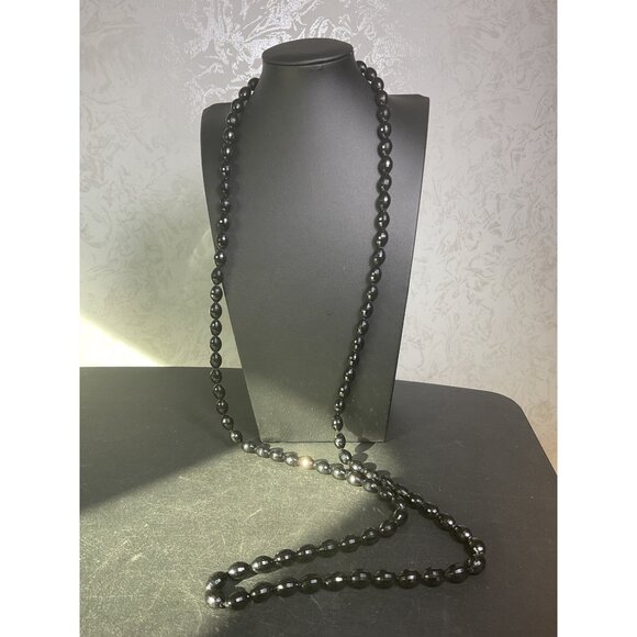 Faceted Black Beaded Necklace & Bracelet Set - Picture 3 of 5